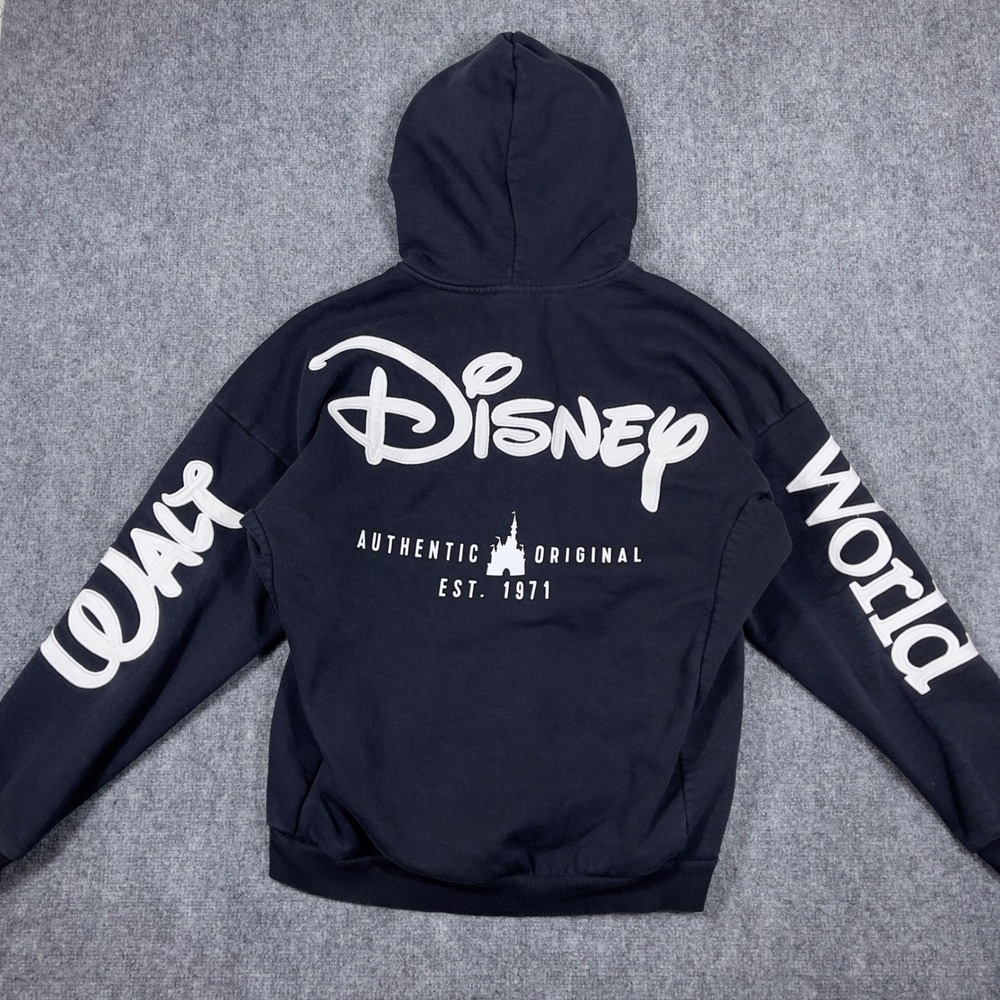 Disney Parks Walt Disney World Full Zip Hoodie Adult Medium Black Authentic